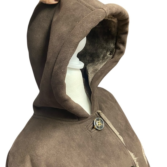 Coldwater Creek Coat Brown Faux Shearling Suede Fur Size XL (16) Winter Jacket - Picture 6 of 14